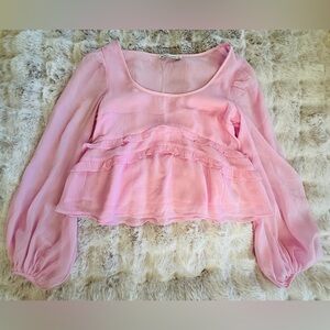 Abercrombie & Fitch Soft Pink Ruffle Blouse Small